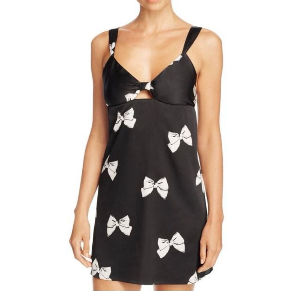 KATE SPADE Black Bow Satin Chemise – XL
